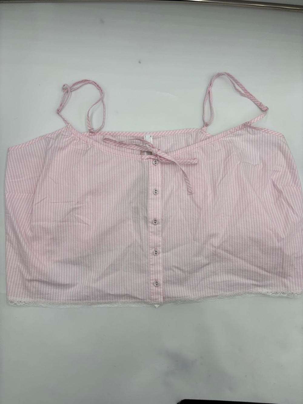 SKIMS Crop Poplin Sleep Camisole in Cherry Blossom Stripe